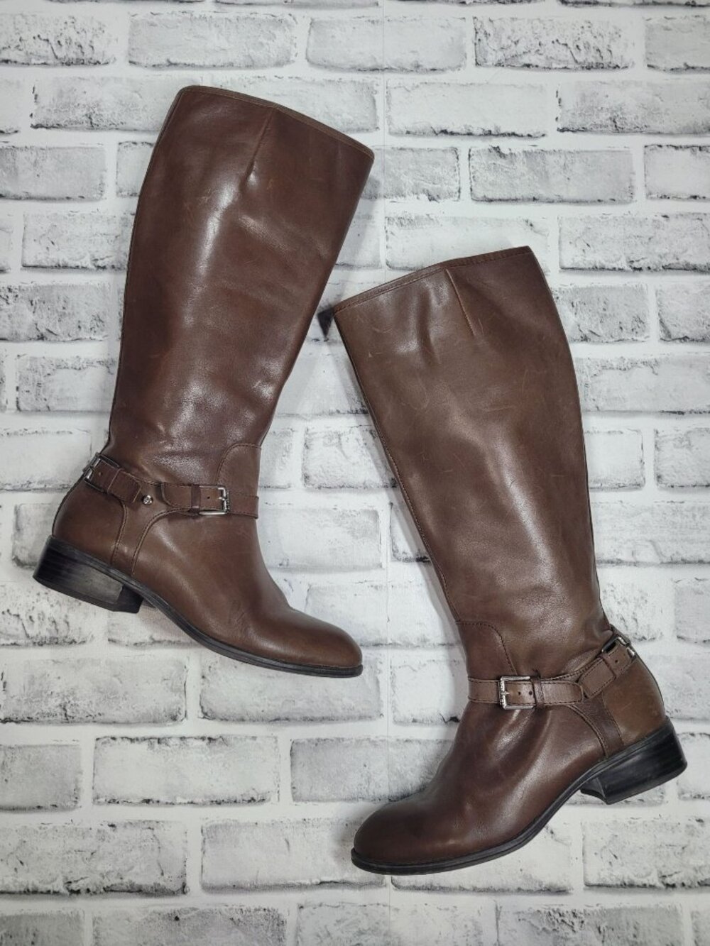 Ralph Lauren Marion Brown Leather Zip Riding Boots Size 6.5 Equestrian